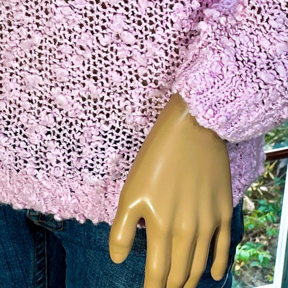 ▪️VTG▪️GOTHAM▪️1980's Pale Pink Popcorn Knit Retro Turtleneck Sweater - Picture 4 of 6